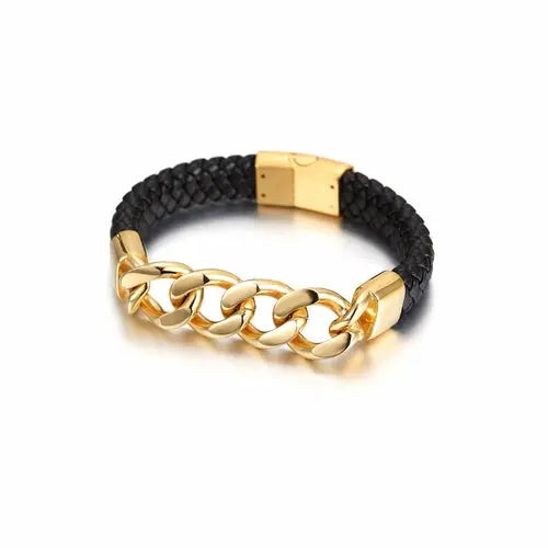 CUBAN LINK LEATHER BRACELET My Store