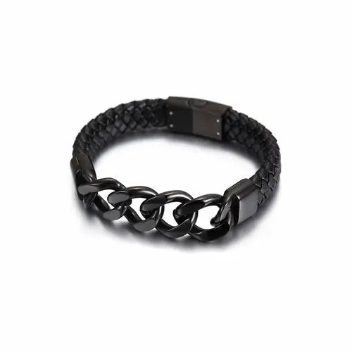 CUBAN LINK LEATHER BRACELET My Store