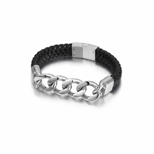 CUBAN LINK LEATHER BRACELET My Store