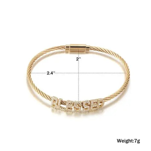 "BLESSED" STATEMENT PAVÉ BRACELET My Store