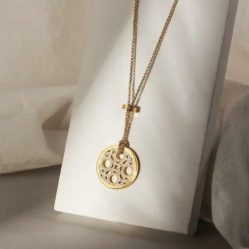 CZ Clover Medallion Necklace My Store