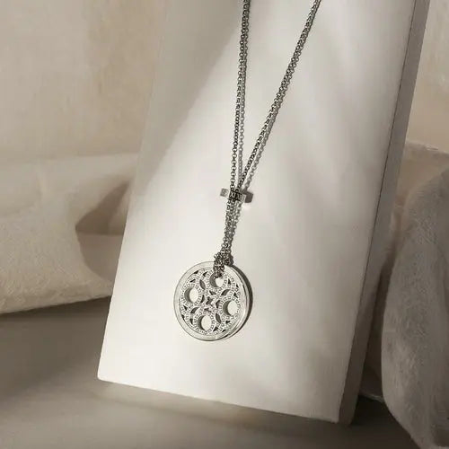 CZ Clover Medallion Necklace My Store