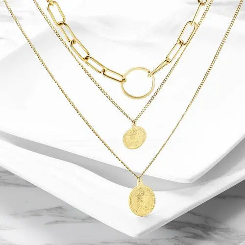 Triple Layered Coin Necklace My Store