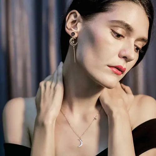 Star & Moon Long Drop Earrings    My Store