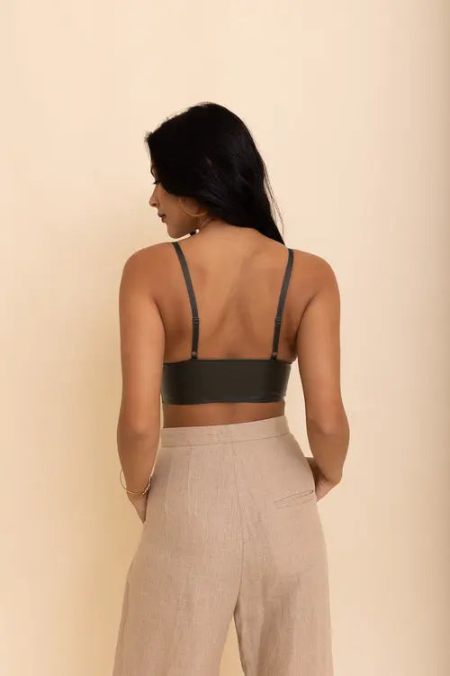 Posh Faux Leather Longline Bralette My Store