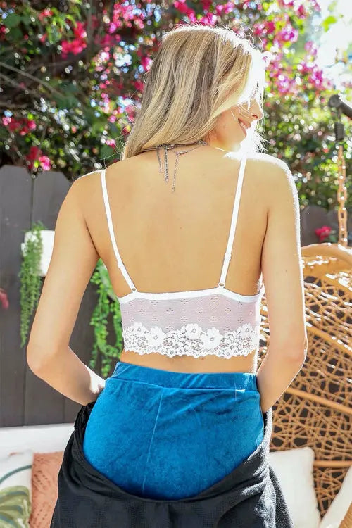 White Floral Lace Spaghetti Strap Bralette My Store
