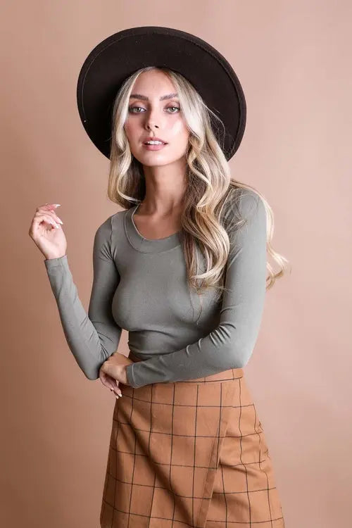 Long Sleeve Fitted Crop Top My Store