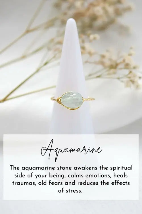 18K Natural Crystals Hand Wired Solitaire Ring My Store