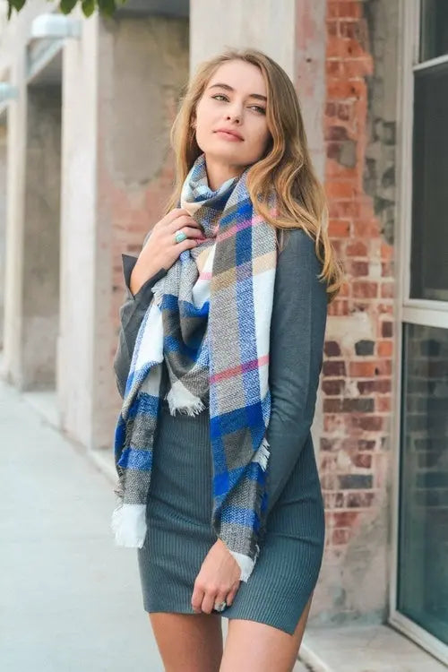 Flannel Frayed Edge Blanket Scarf My Store