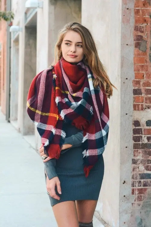 Flannel Frayed Edge Blanket Scarf My Store