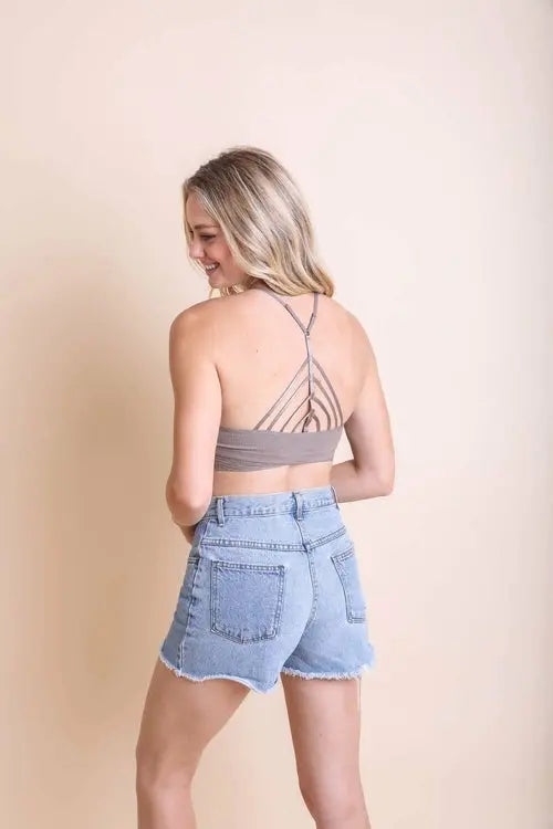 Orange High Neck Crochet Trim Bralette My Store