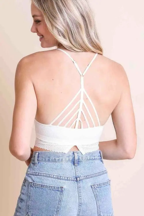 Orange High Neck Crochet Trim Bralette My Store