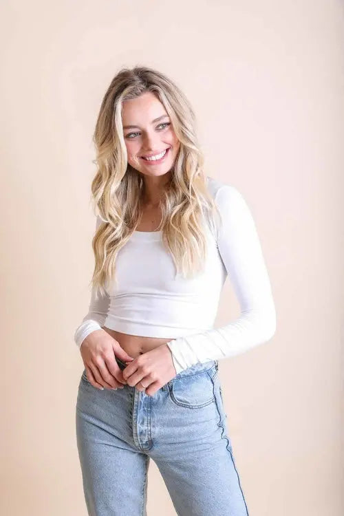 Long Sleeve Fitted Crop Top My Store