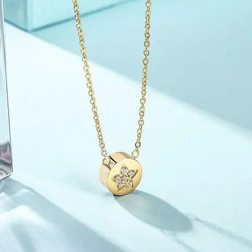 CZ Star Shaped Disc Pendant Necklace My Store