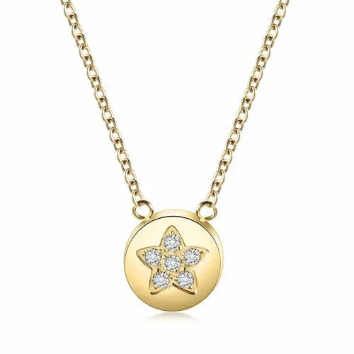 CZ Star Shaped Disc Pendant Necklace My Store