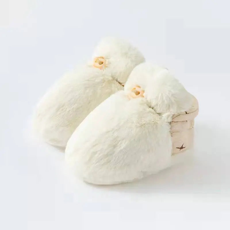 Newborn Baby Solid Color Plush Warm Shoes Outfits In Autumn & Winter-5