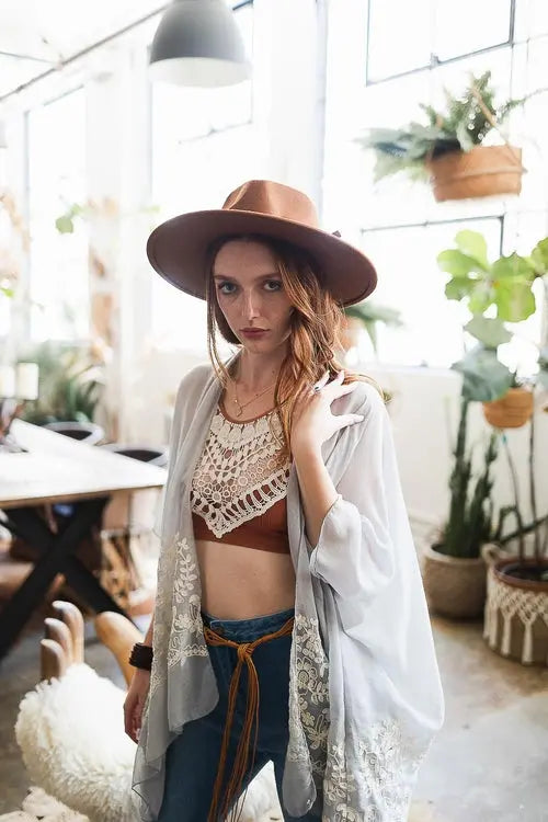 Wide Brim Leather Ribbon Bolero Hat My Store