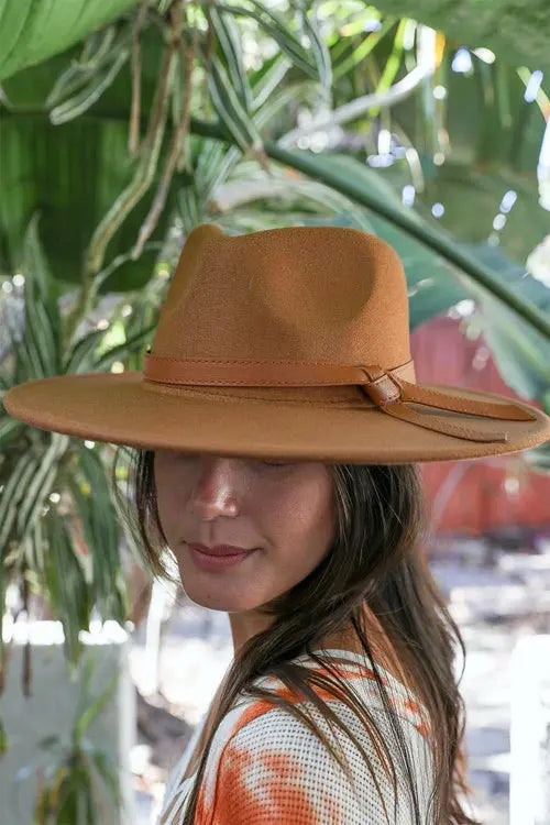 Wide Brim Leather Ribbon Bolero Hat    My Store