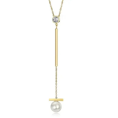 Pearl with Bar Pendant Drop Necklace    My Store
