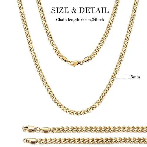 5mm Gold Hip Hop Cuban Chain Necklace    My Store