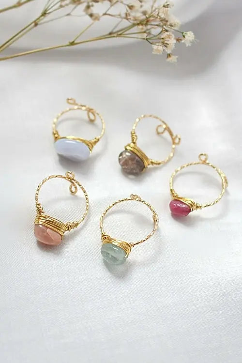 18K Natural Crystals Hand Wired Solitaire Ring    My Store