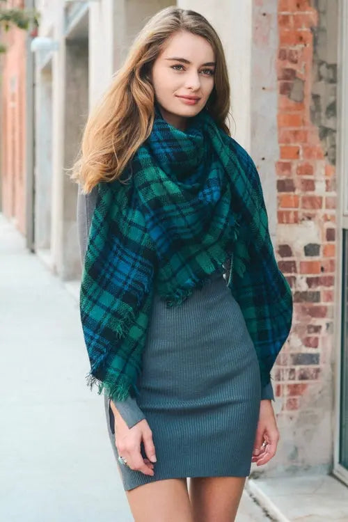 Flannel Frayed Edge Blanket Scarf    My Store