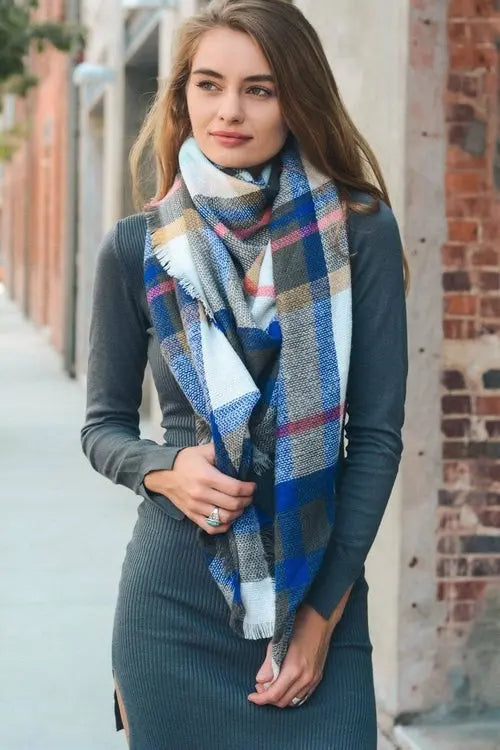 Flannel Frayed Edge Blanket Scarf    My Store