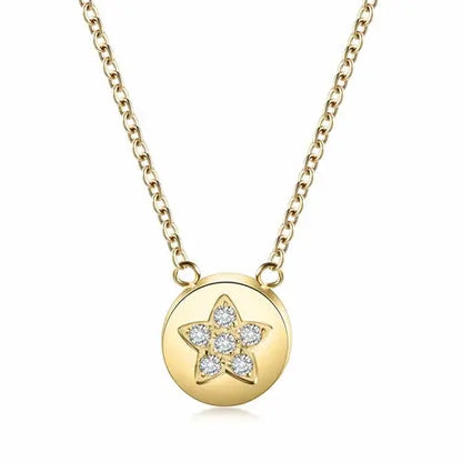 CZ Star Shaped Disc Pendant Necklace    My Store